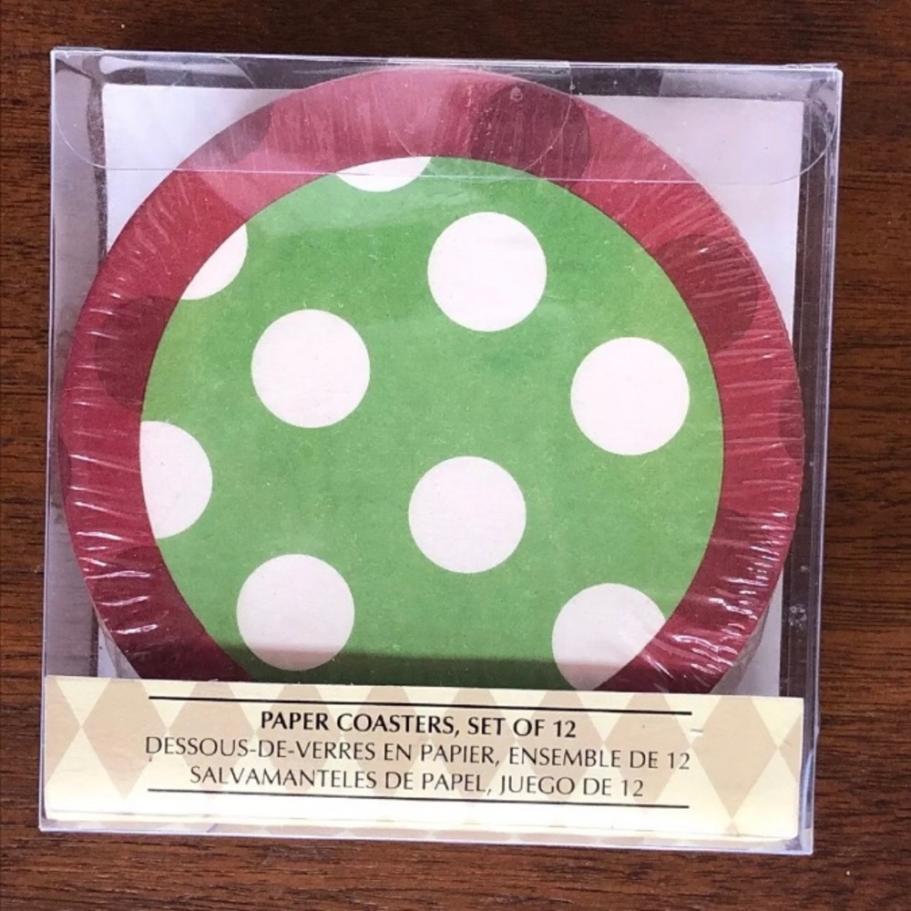 Cypress Home BRAND NEW Paper Coasters Polka Dot